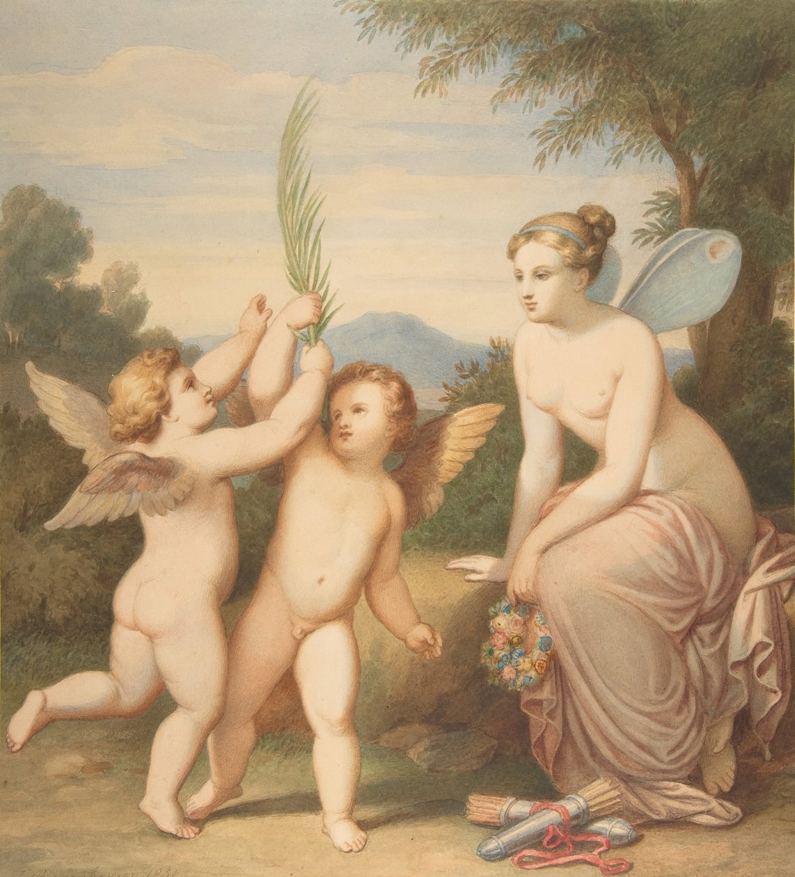 Erosz és Anterosz, a psziché néz rájuk, 1810-60. alkotó: Johannes Riepenhausen
