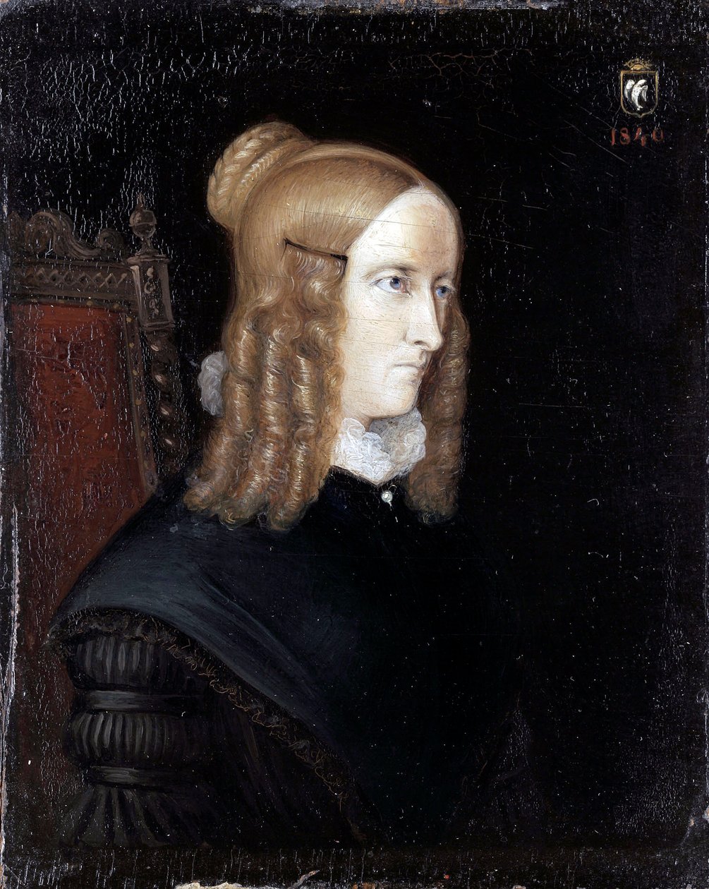 Annette von Droste-Huelshoff (1797-1848) portréja – Johann Joseph Sprick (1808-1842) festménye alkotó: Johannes Sprick