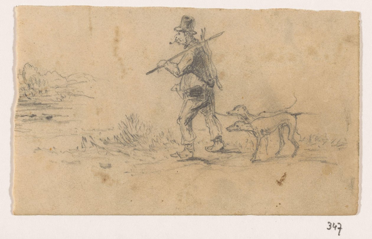 Vadász kutyákkal és nyúllal a hátán alkotó: Johannes Tavenraat (signed by artist)