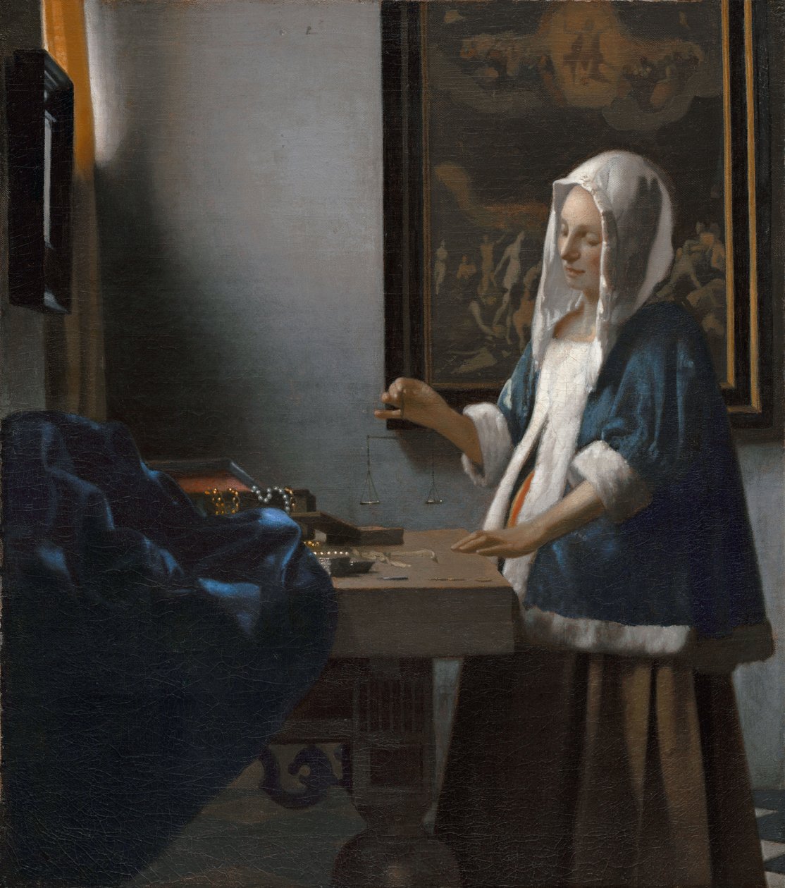 Egyensúlyt tartó nő alkotó: Johannes Vermeer