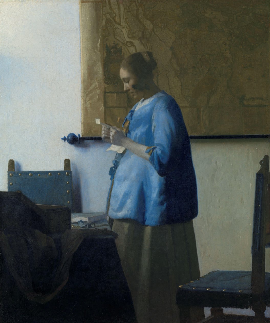 Kék ruhás nő egy levelet olvas Nő levelet olvas alkotó: Johannes Vermeer