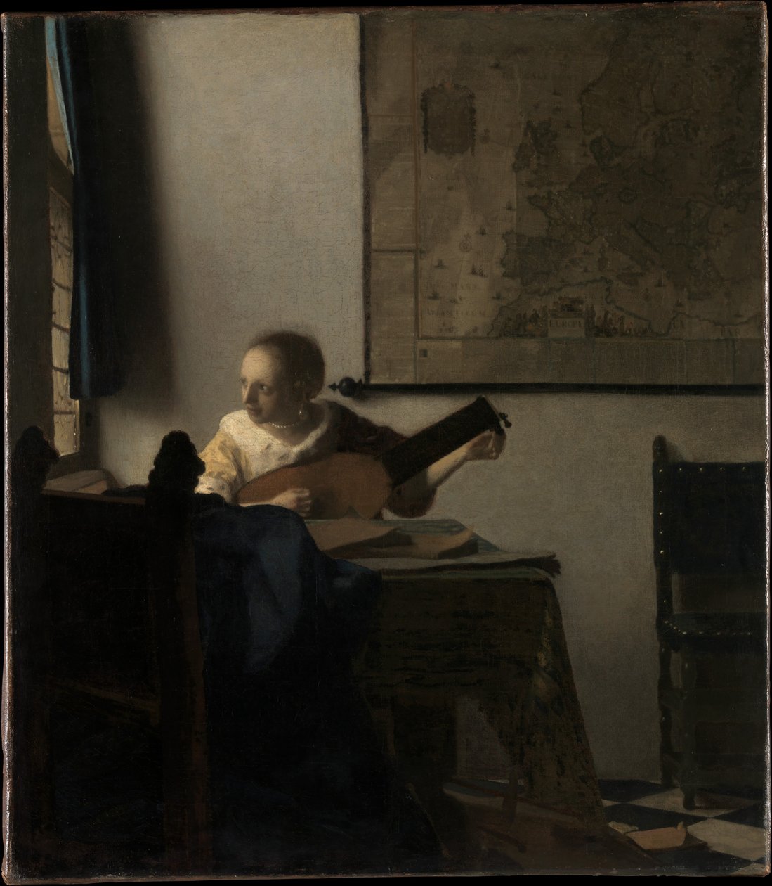 Junge Frau mit Laute alkotó: Johannes Vermeer