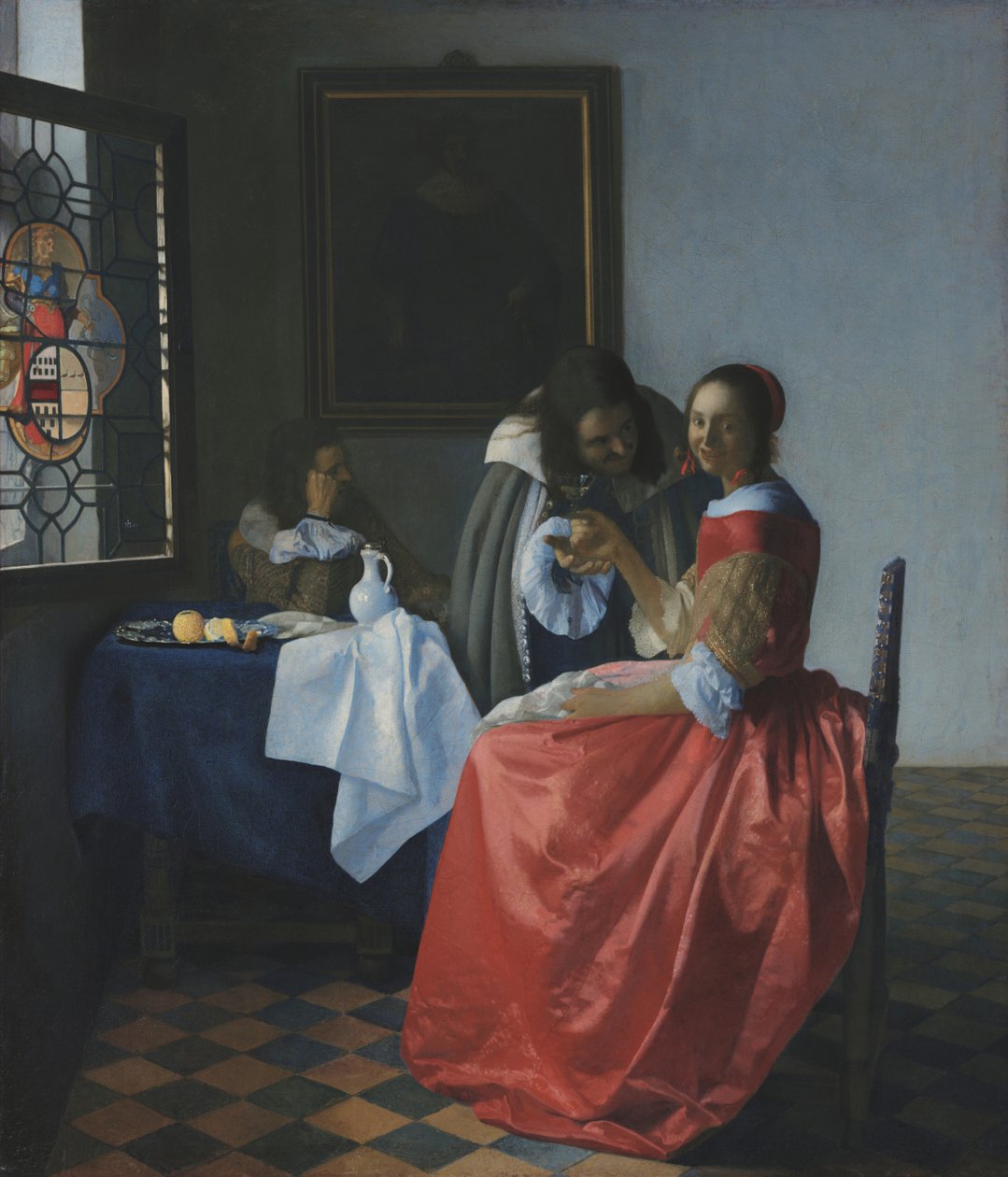 Fiatal nő borospohárral alkotó: Johannes Vermeer