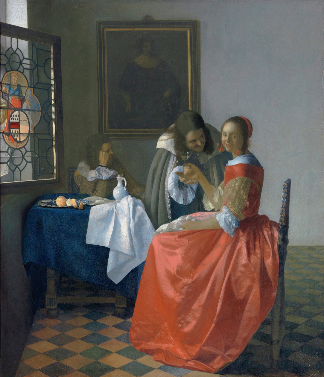 Fiatal nő borospohárral alkotó: Johannes Vermeer