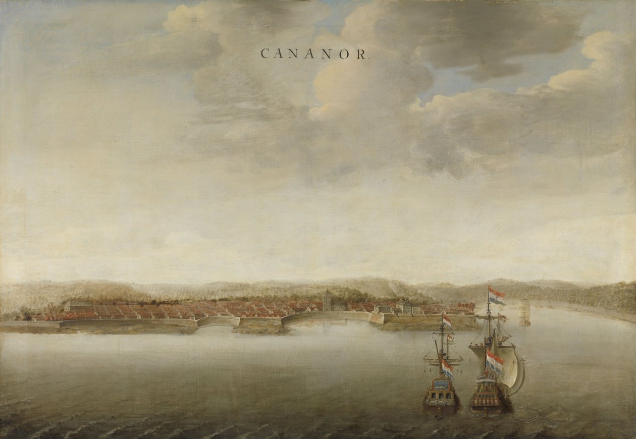 Cannanore kilátása a Malabar-parton Indiában, 1662-3 alkotó: Johannes Vinckeboons