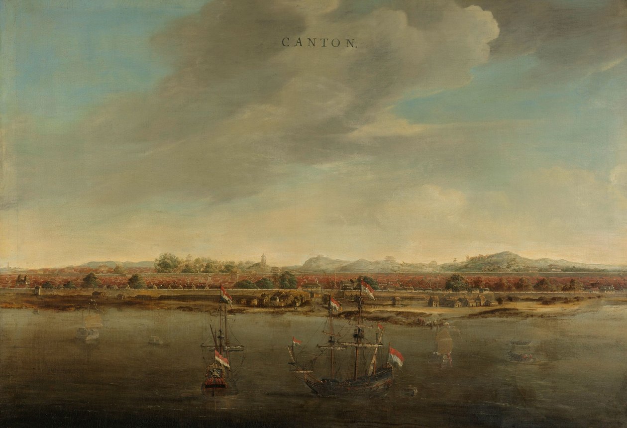 Kanton látképe Kínában, c. 1662-3 alkotó: Johannes Vinckeboons