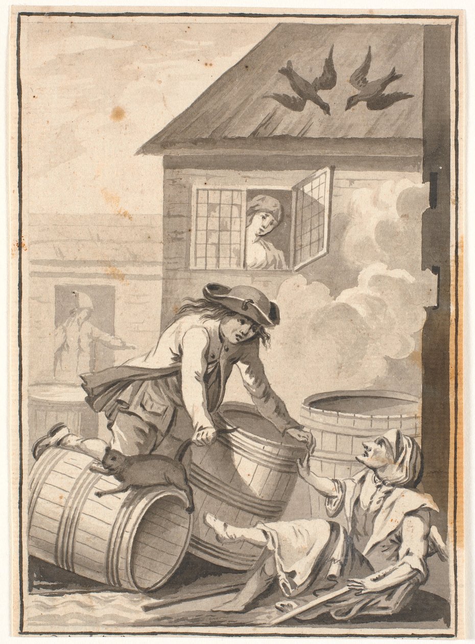 Jens Blok és Gunild. Illusztráció Ludvig Holberghez: Peder Paars 1772. (2. könyv, 3. dal) alkotó: Johannes Wiedewelt