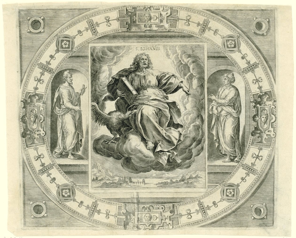 János evangélista S. Iohañis (cím a tárgyon) A négy evangélista (sorozat címe) alkotó: Johannes Wierix (rejected attribution)