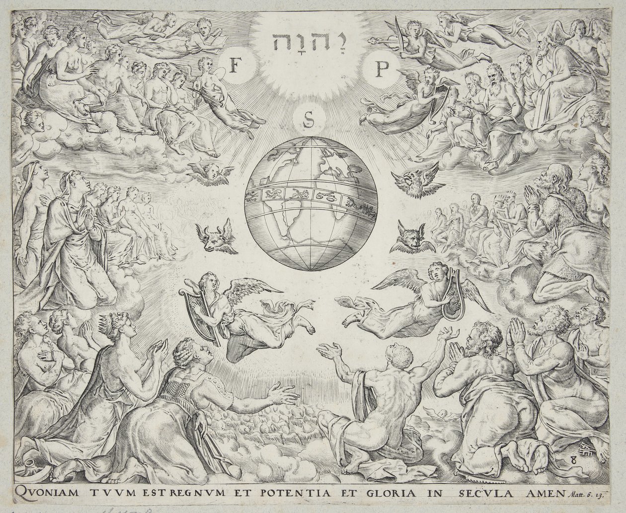 A Szentháromság imádása a mennyben alkotó: Johannes Wierix