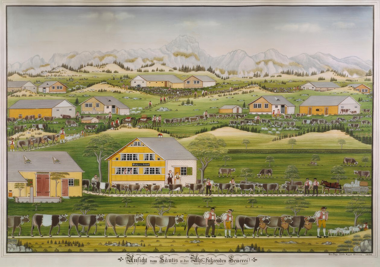 Kilátás a Säntis-hegyről és az alpesi tejüzemről alkotó: Johannes Zülle