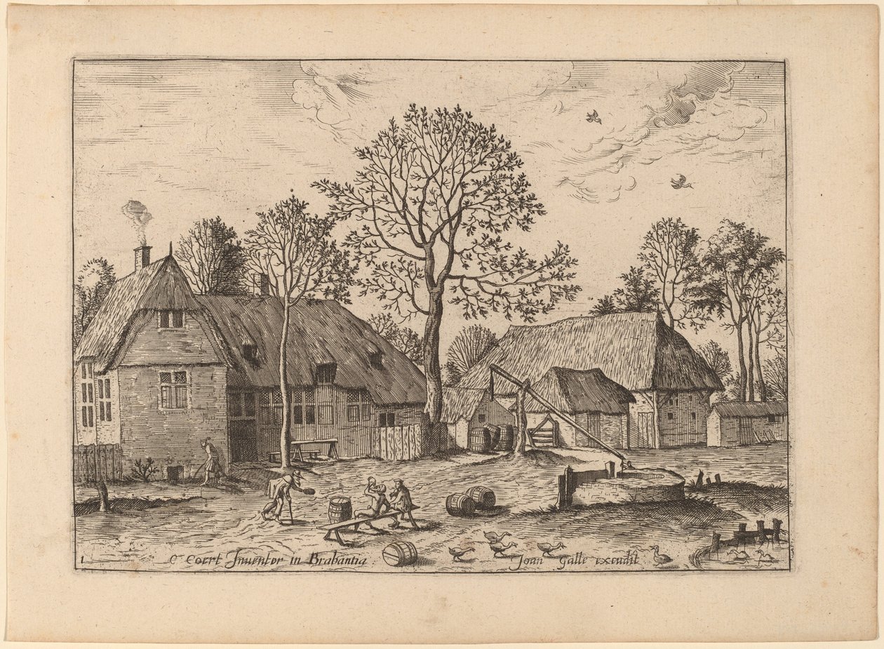 Farms a Draw Well alkotó: Johannes and Lucas van Doetechum after Master of the Small Landscapes