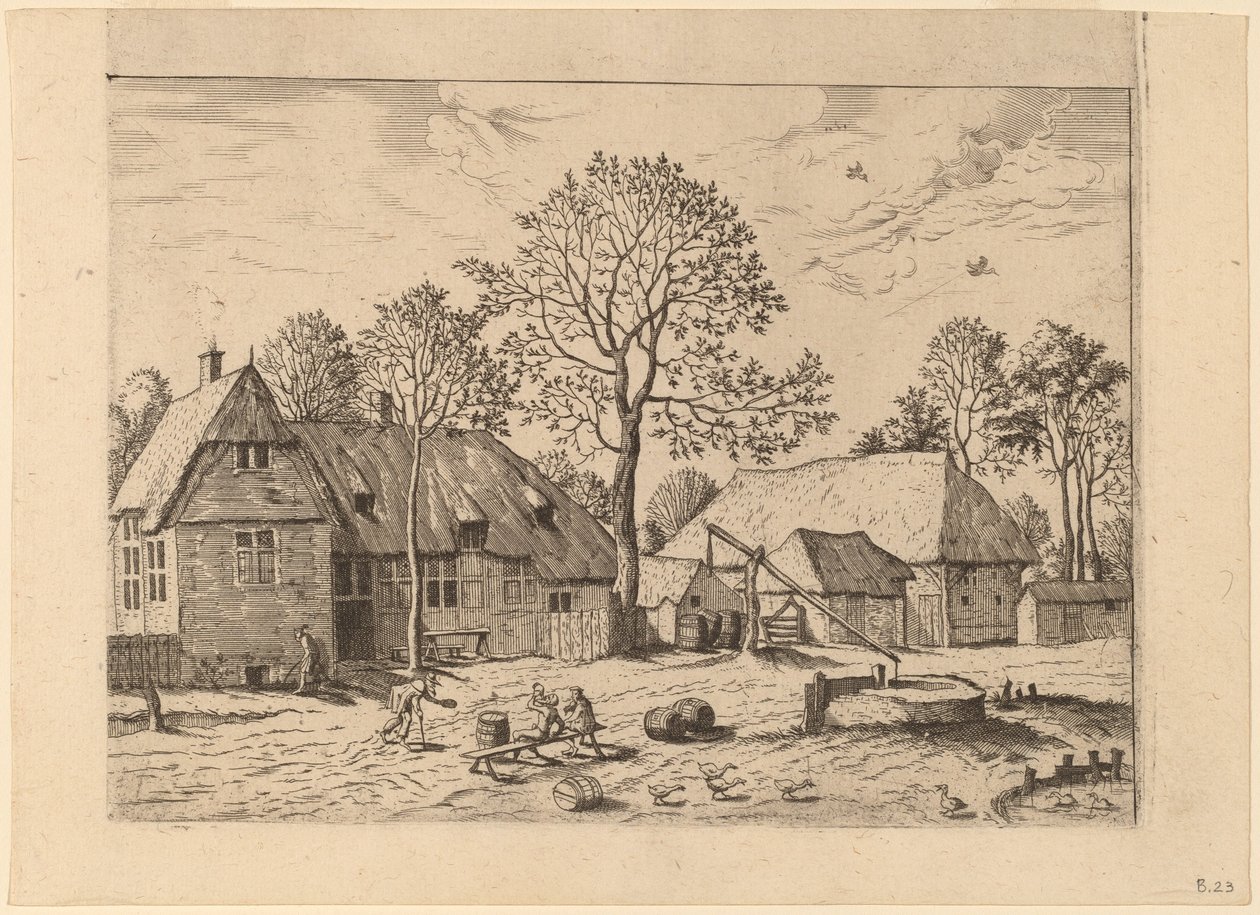 Farms a Draw Well alkotó: Johannes and Lucas van Doetechum after Master of the Small Landscapes