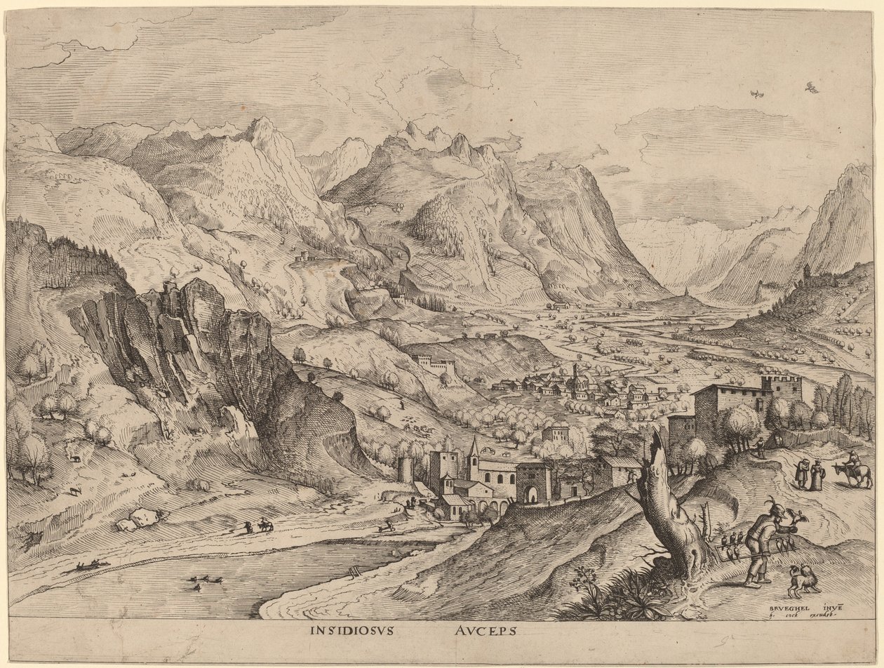 Insidiosus Auceps (A ravasz madárfogó) alkotó: Johannes and Lucas van Doetechum after Pieter Bruegel the Elder