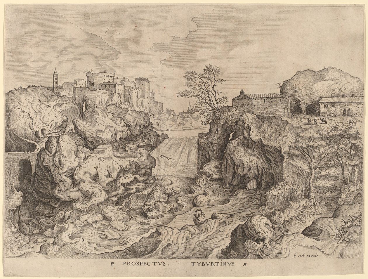 Prospektus Tyburtinus (Kilátás a Tiberisre) alkotó: Johannes and Lucas van Doetechum after Pieter Bruegel the Elder