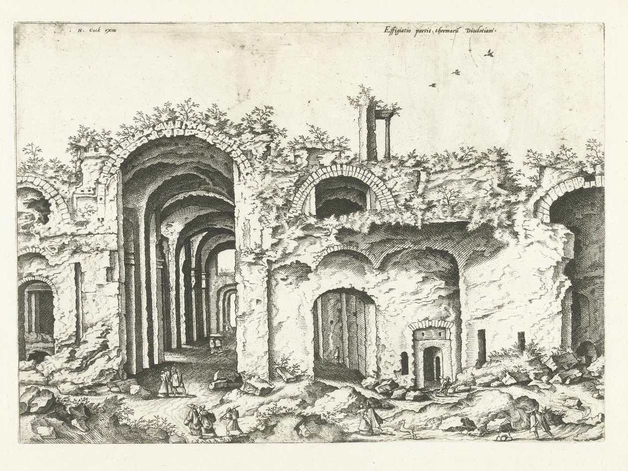 Harmadik nézet Diocletianus fürdőjéről Római romok, 1561 (sorozat címe) alkotó: Johannes of Lucas van Doetechum (attributed to)
