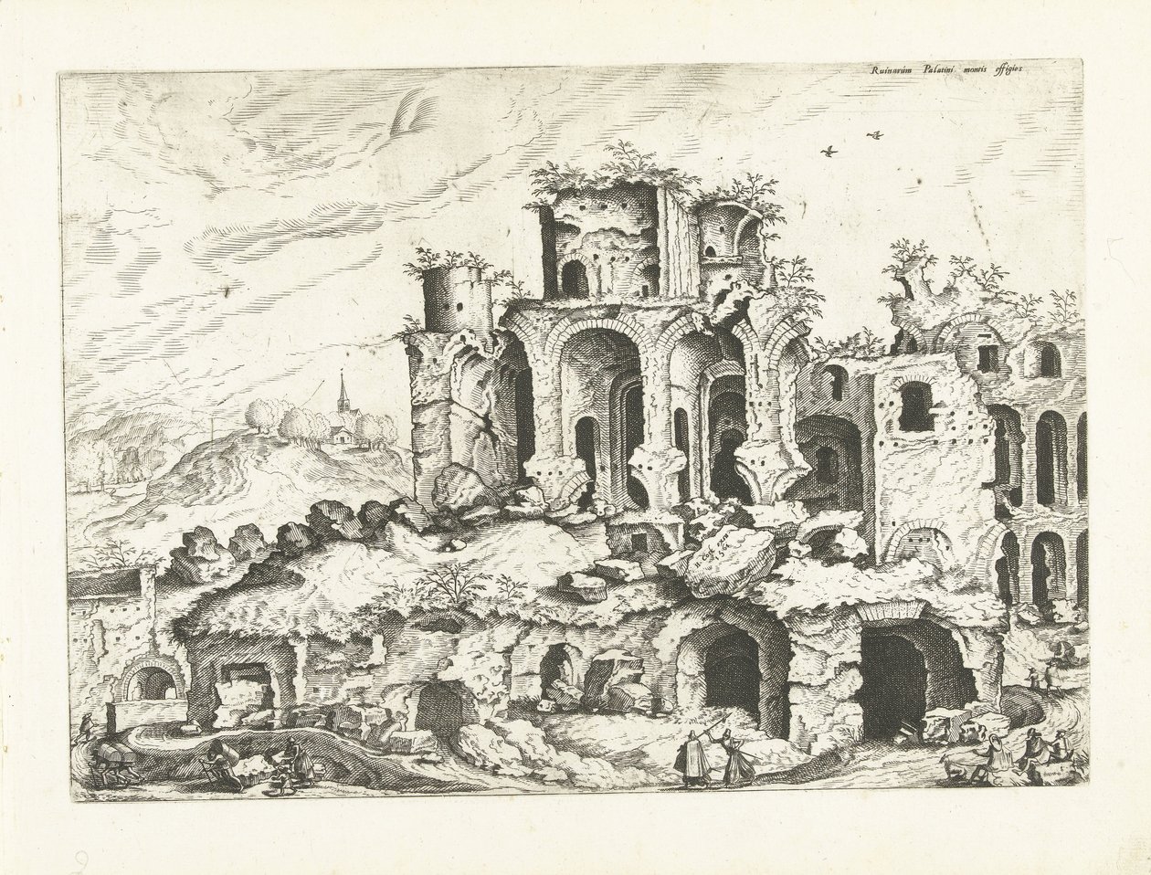Harmadik nézet a Palatinus-domb romjairól Római romok, 1561 (sorozat címe) alkotó: Johannes of Lucas van Doetechum (attributed to)