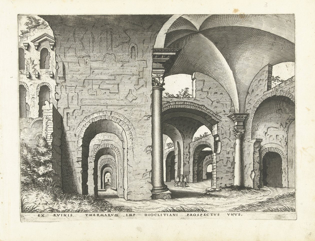 Kilátás Diocletianus fürdőjére Római romok, 1561 (sorozat címe) alkotó: Johannes of Lucas van Doetechum (attributed to)