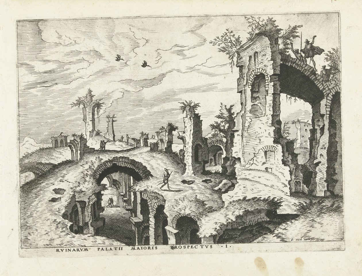 Kilátás a Palatinus-hegy romjaira Római romok, 1561 (sorozat címe) alkotó: Johannes of Lucas van Doetechum (attributed to)