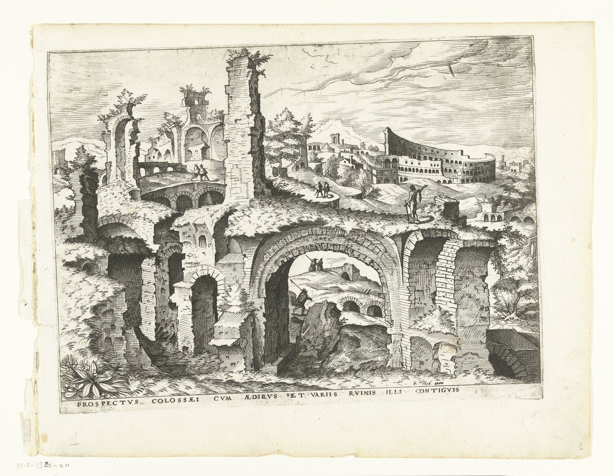 Kilátás a Colosseumra Római romok, 1561 (sorozat címe) alkotó: Johannes of Lucas van Doetechum (attributed to)