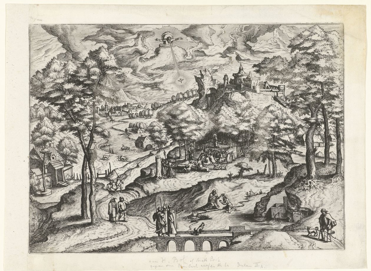 Táj Krisztus keresztségével Tájak keresztény történetekkel (sorozat címe) alkotó: Johannes of Lucas van Doetechum