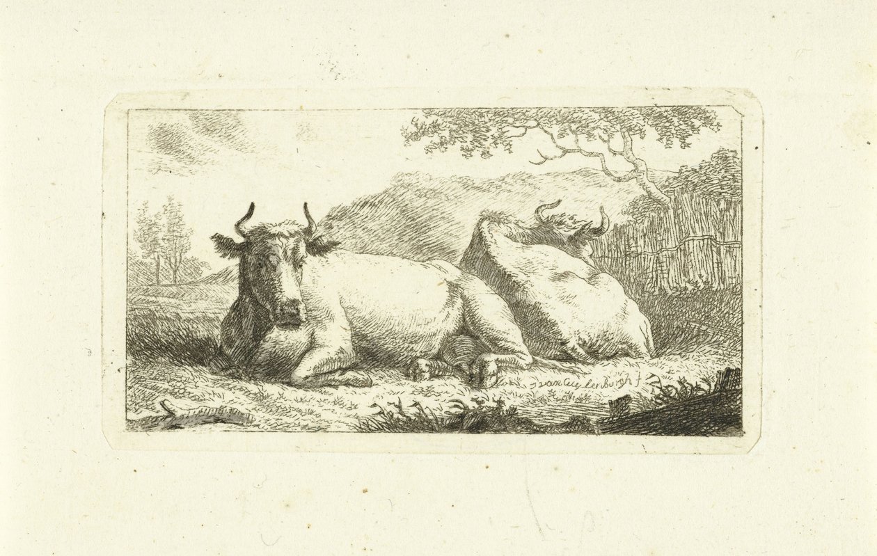 Két fekvő tehén alkotó: Johannes van Cuylenburgh