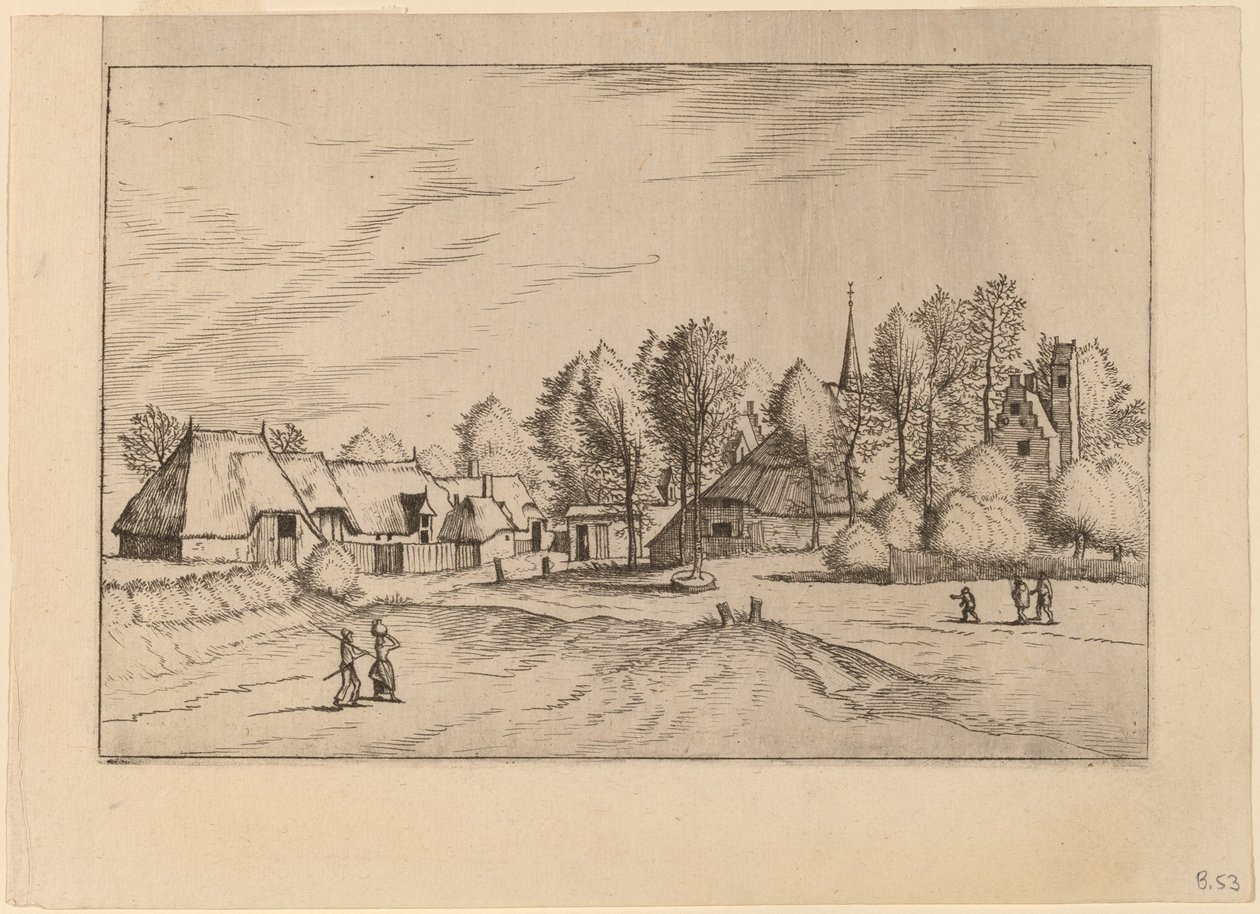 Vidéki falu templomtoronnyal alkotó: Johannes van Doetechum, the Elder and Lucas