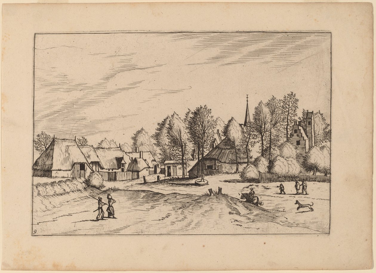 Vidéki falu templomtoronnyal alkotó: Johannes van Doetechum, the Elder and Lucas