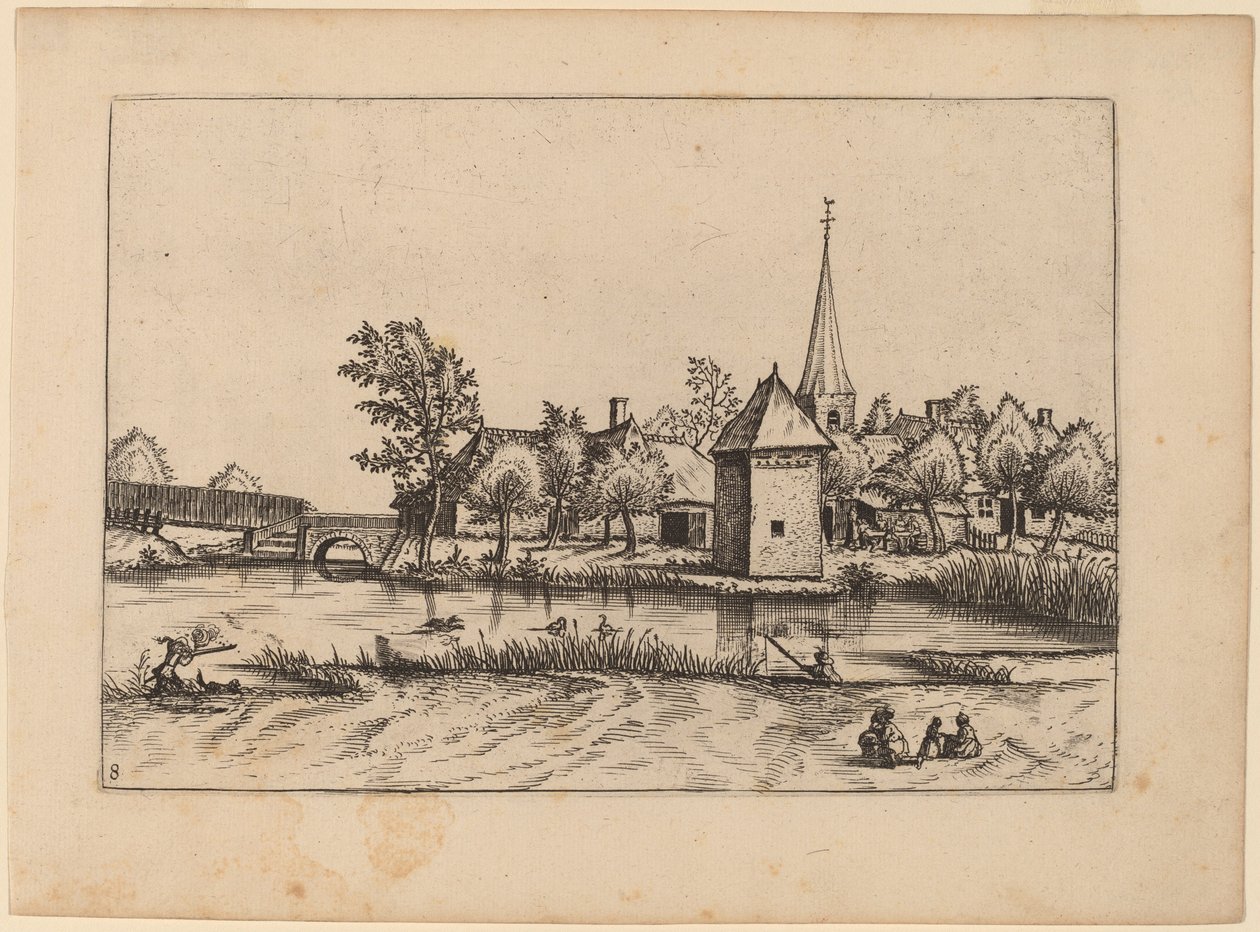 Vidéki falu templommal és híddal alkotó: Johannes van Doetechum, the Elder and Lucas