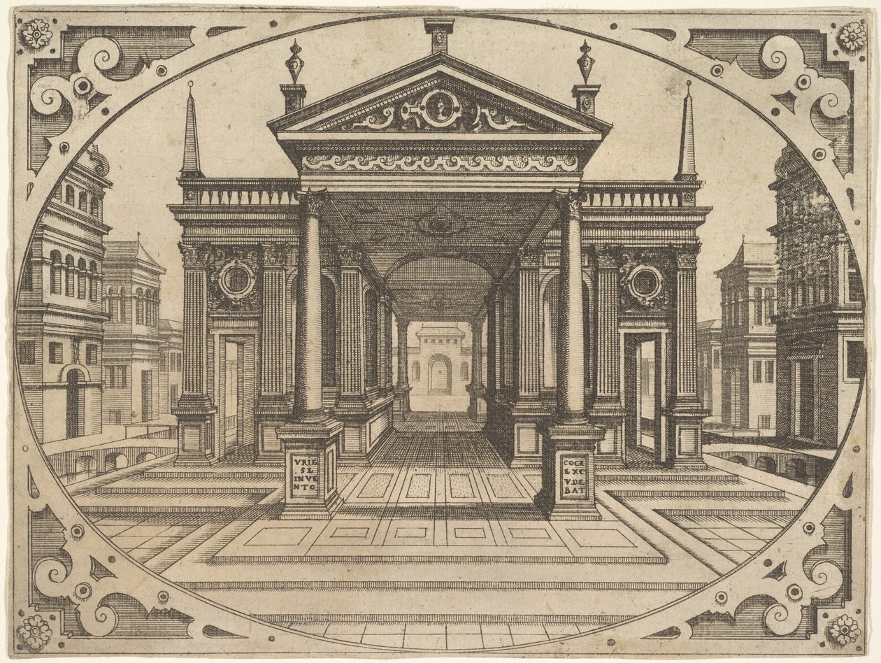 Lemez a Scenographiae...-ból, kb. 1560. alkotó: Johannes van Doetecum I