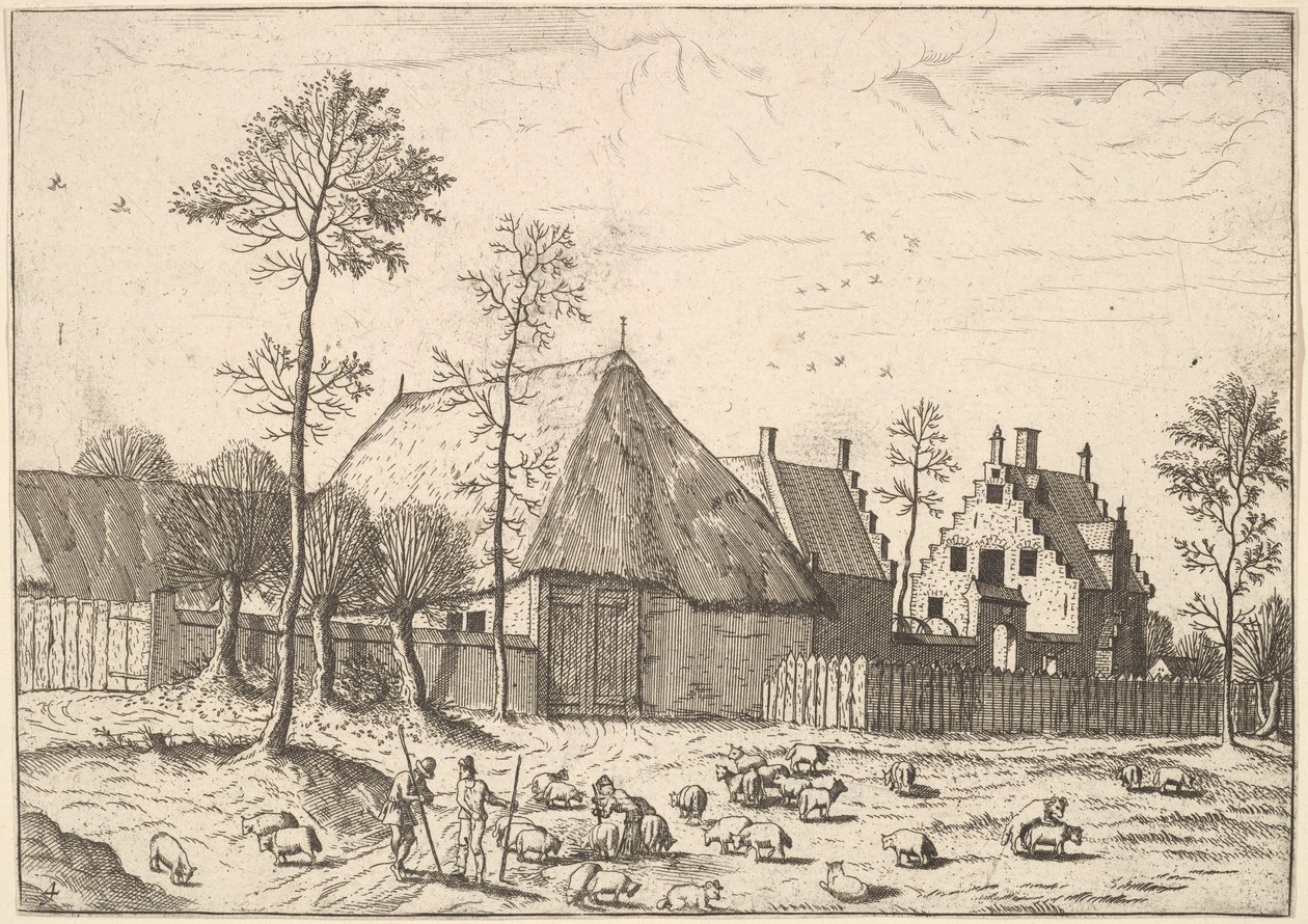Bódé kunyhóval, A kis tájakból, 1559-61. alkotó: Johannes van Doetecum I