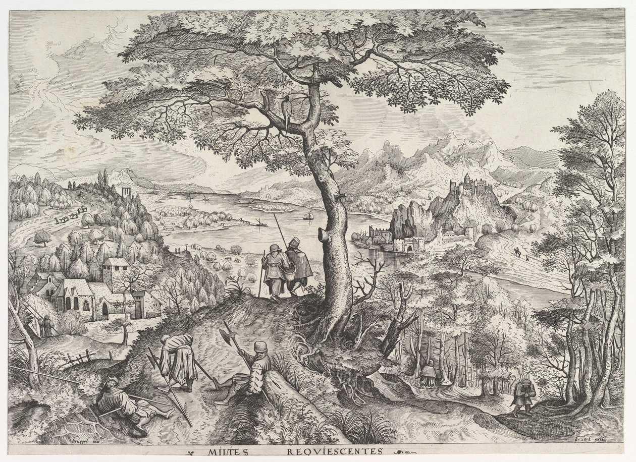 Soldiers at Rest Milites requiescentes from The Large Landscapes, kb. 1555-56. alkotó: Johannes van Doetecum I