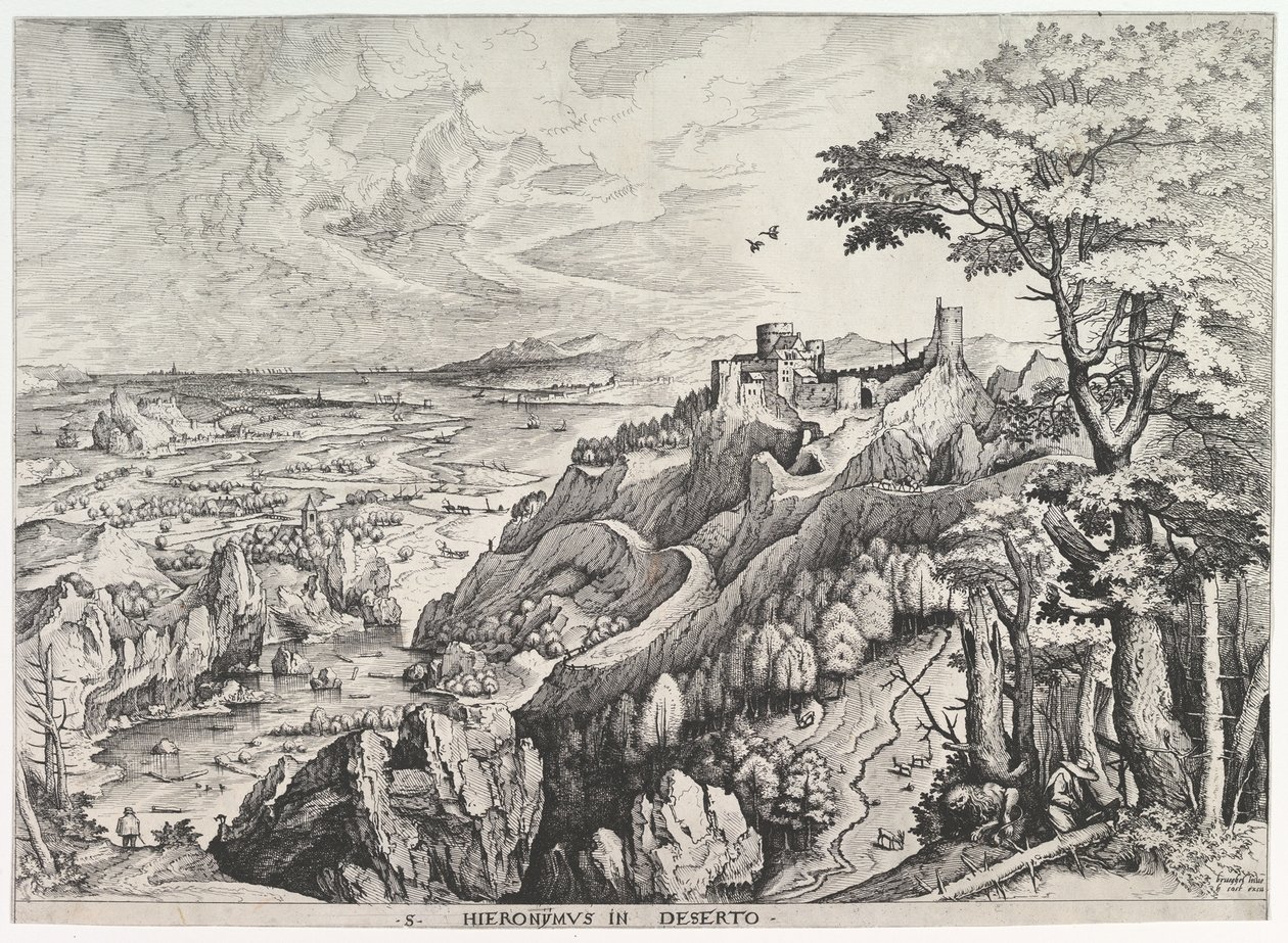Szent Jeromos a vadonban S. Hieronymus in Deserto a Nagy tájakból, kb. 1555-56. alkotó: Johannes van Doetecum I