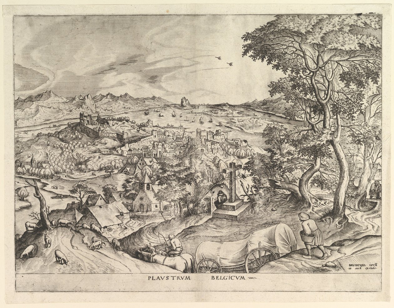 A belga vagon Plaustrum Belgicum a Nagy tájakból, kb. 1555-56. alkotó: Johannes van Doetecum I
