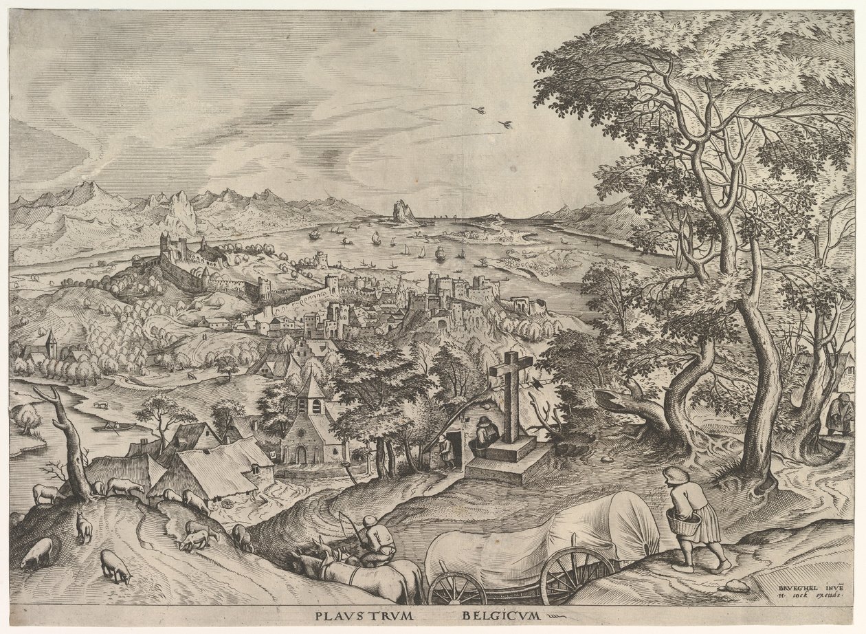 A belga vagon Plaustrum Belgicum a Nagy tájakból, kb. 1555-56. alkotó: Johannes van Doetecum I