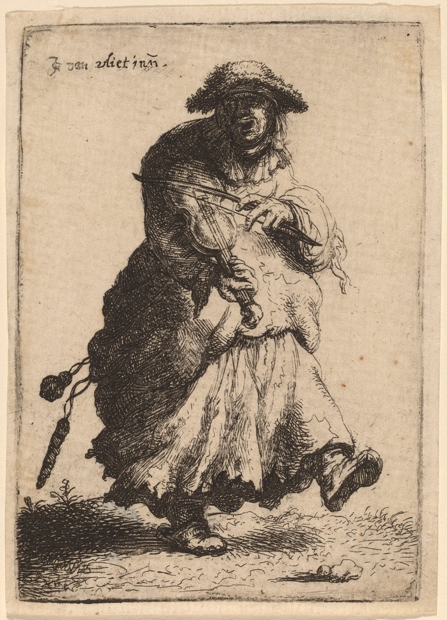 Koldusasszony hegedül alkotó: Johannes van Vliet