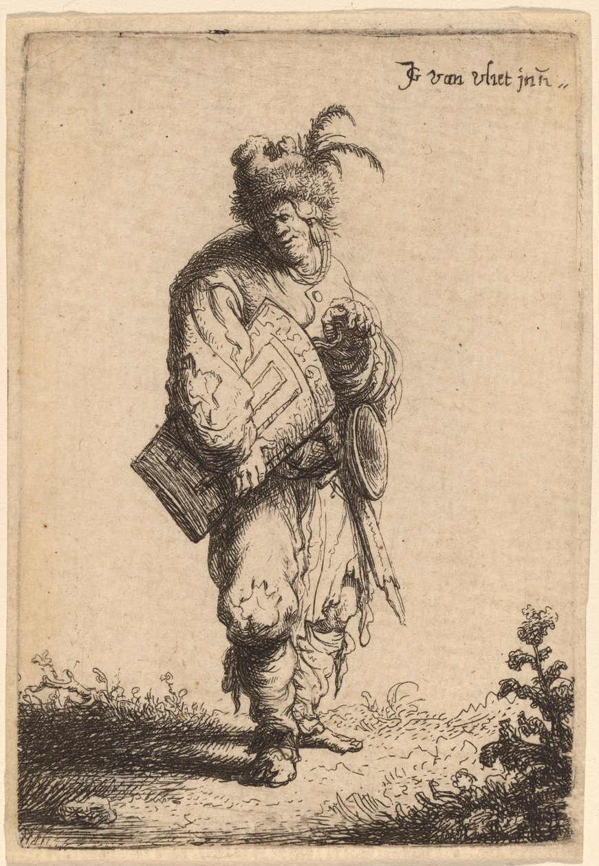 A Hurdy-Gurdy játékos alkotó: Johannes van Vliet
