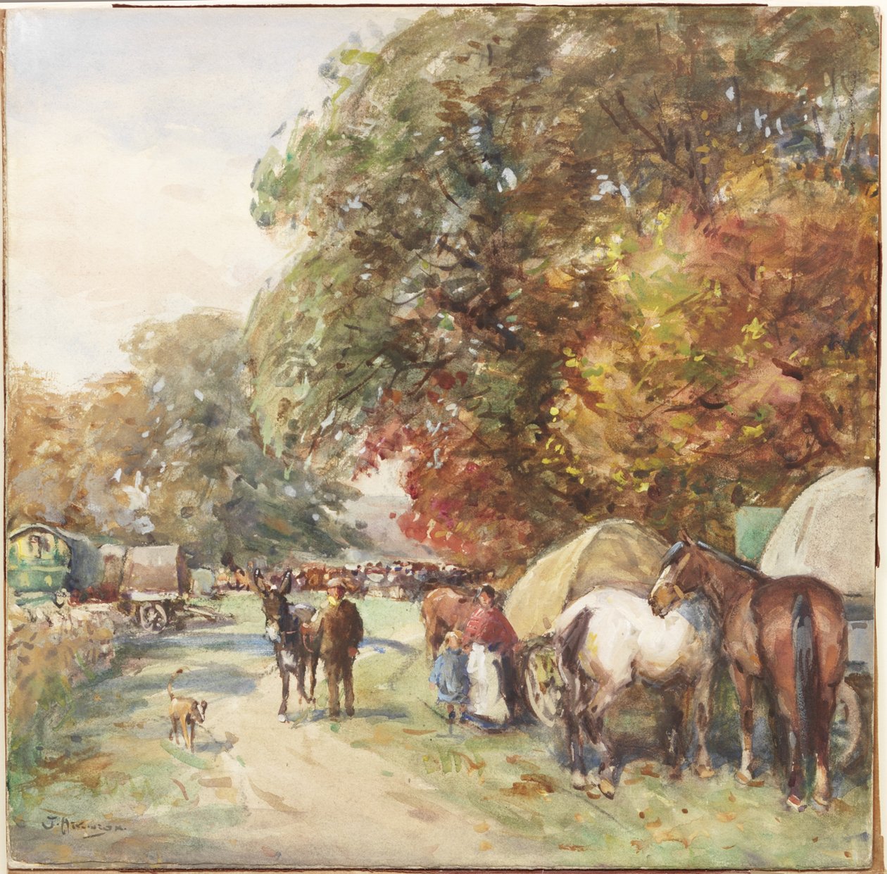 Brough Fair (akvarell, testfesték és ceruza a fedélzeten) alkotó: John Atkinson