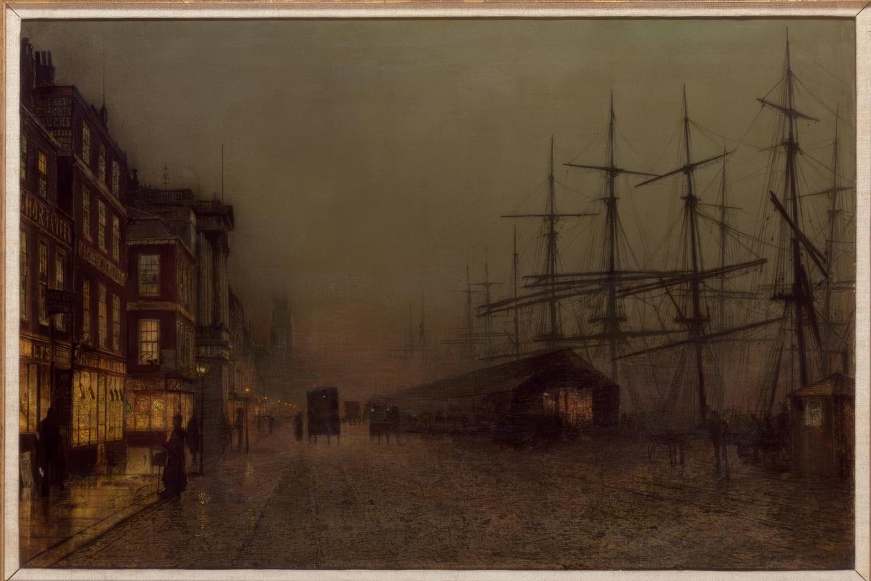 Glasgow, Clydeside / J. A. Grimshaw festménye, 1887 alkotó: John Atkinson Grimshaw