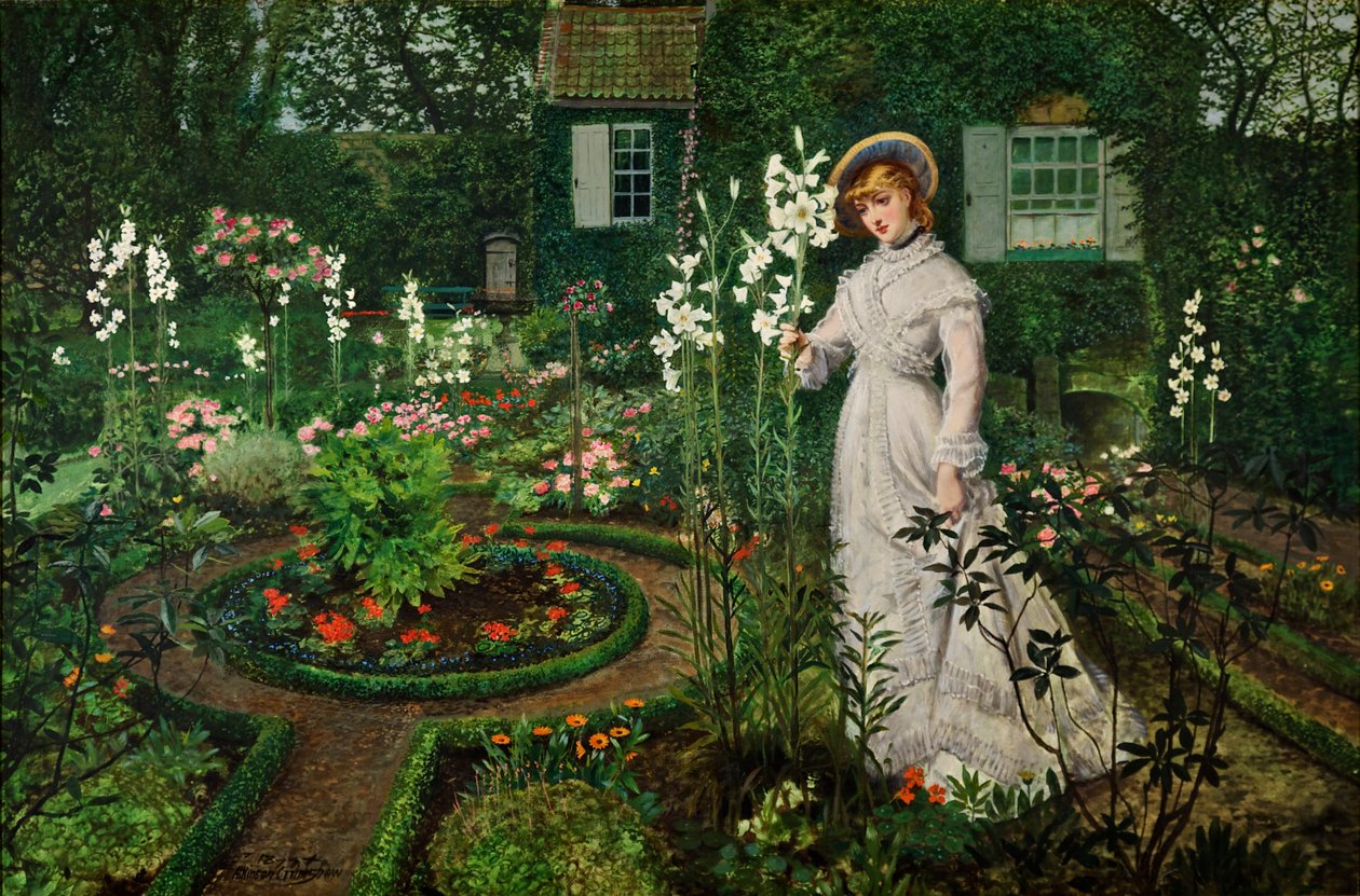 A Rektor kertje, a liliomok királynője, 1877 alkotó: John Atkinson Grimshaw