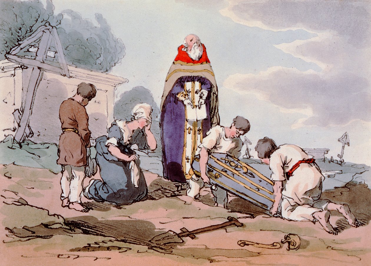 A művész által metszett temetés, 1804-ben jelent meg alkotó: John Augustus Atkinson