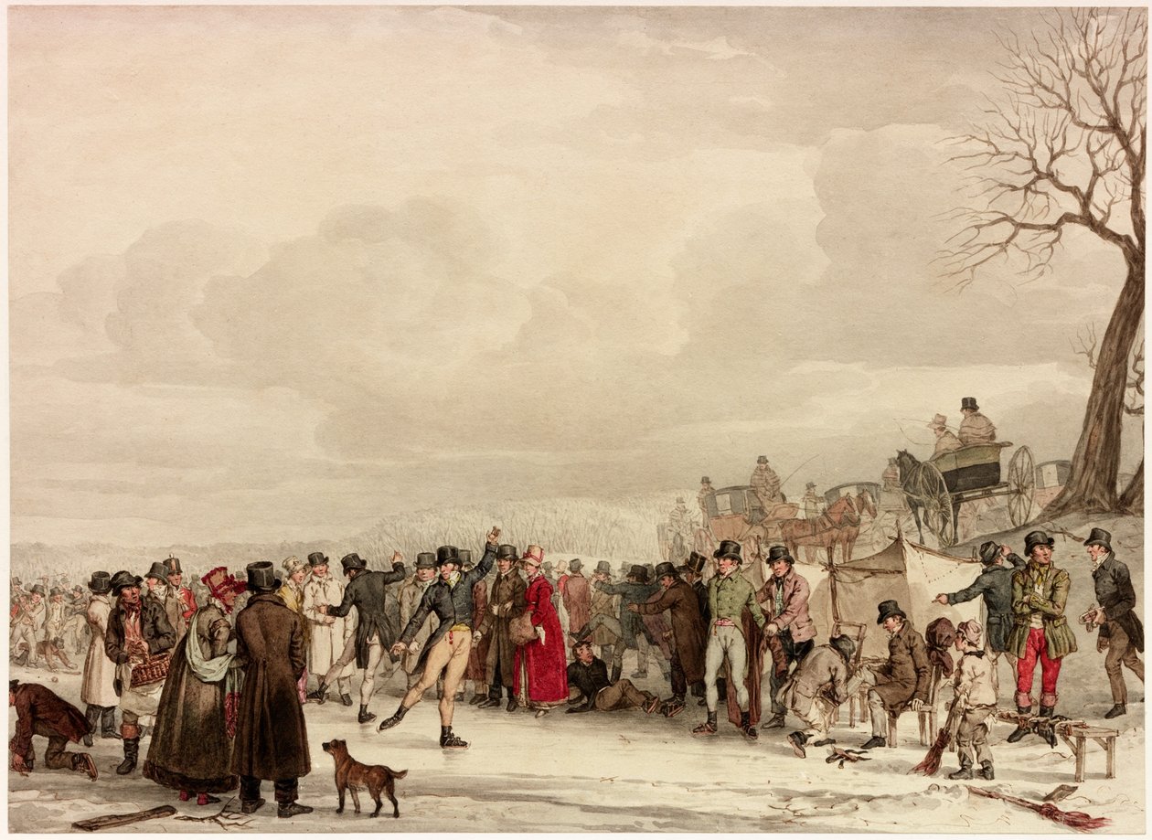Korcsolyázás, 1810 (wc, vászonpapír) alkotó: John Augustus Atkinson