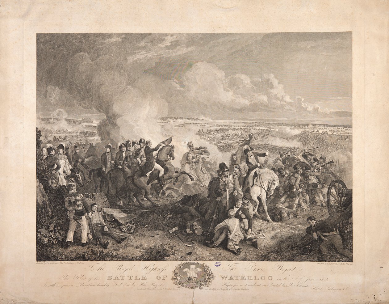 A waterlooi csata, metszet: John Burnet, 1819 alkotó: John Augustus Atkinson