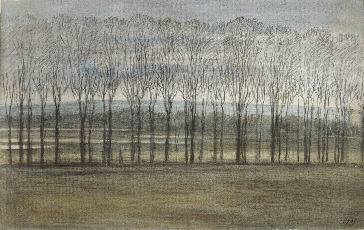Kilátás a Merton College-ból, 1791. február 28. (akvarell grafitra, papírra) alkotó: John Baptist Malchair