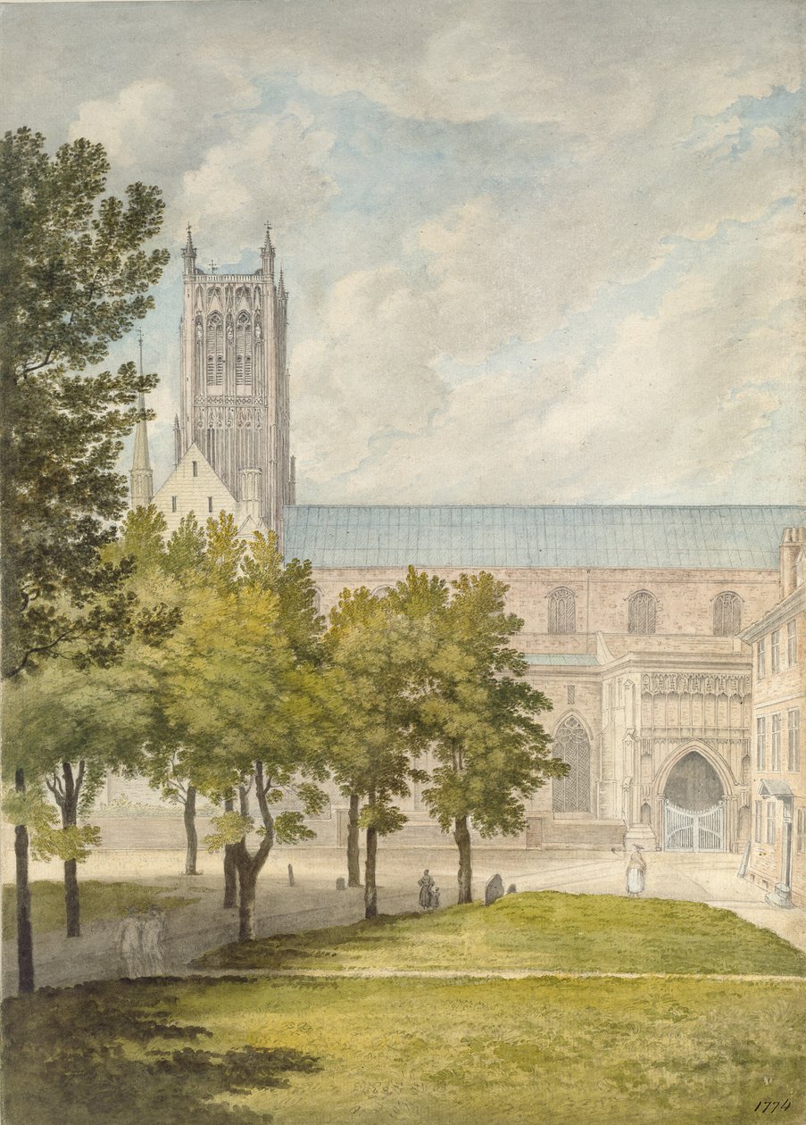 Worcesteri katedrális, valószínűleg 1774 (akvarell grafit felett, papíron) alkotó: John Baptist Malchair