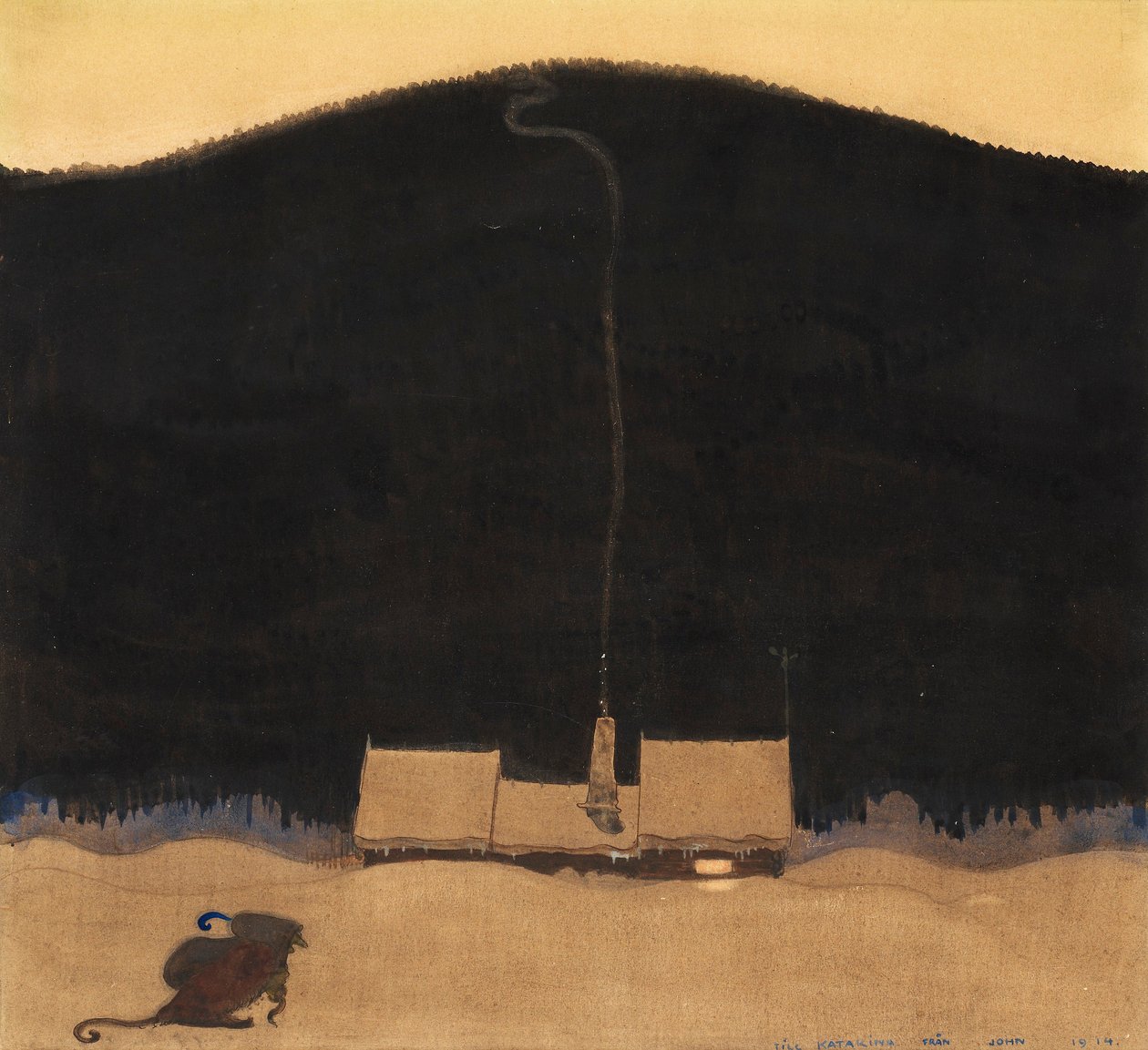 Stugan vid bergets fot A ház a hegy lábánál, alkotó: John Bauer