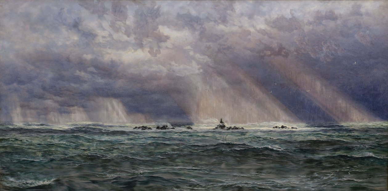 Északnyugati Gale a Longships világítótorony mellett alkotó: John Brett