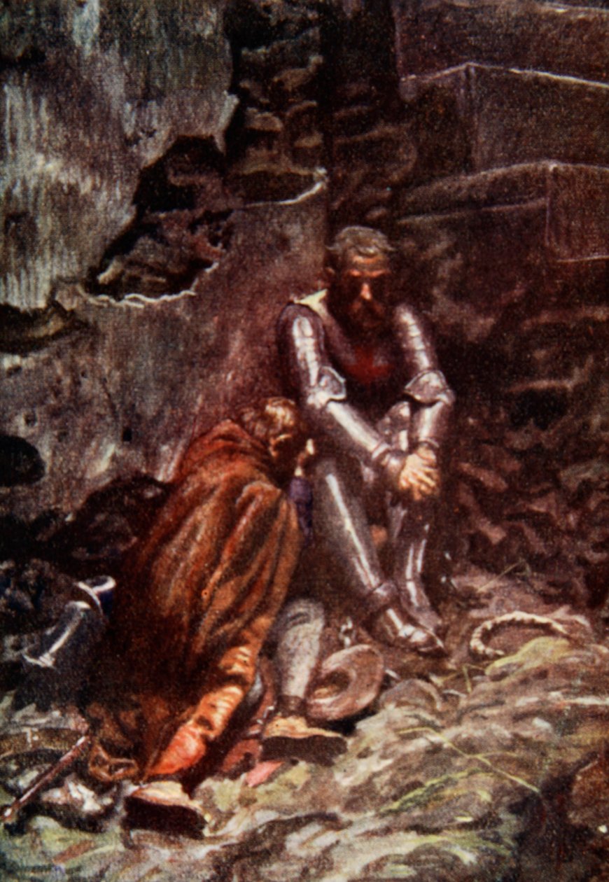 A kastély tulajdonosa a Giant Despair volt, illusztrációja John Bunyan „The Pilgrim