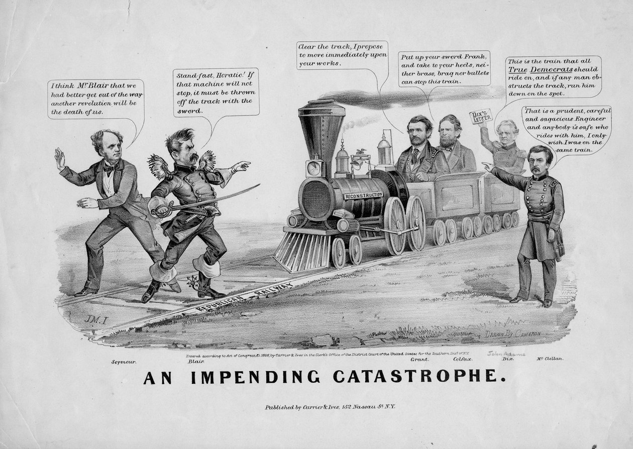 Egy közelgő katasztrófa, kiadó: Currier und Ives, New York, 1868 alkotó: John Cameron