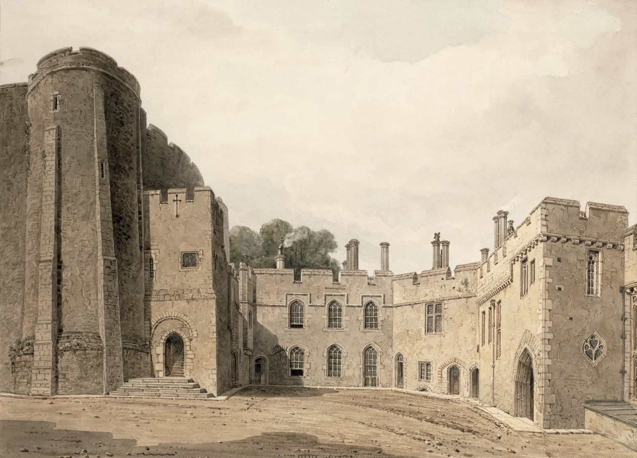 A Berkeley kastély belső udvara, Gloucestershire, északkeletre nézve, 1822 alkotó: John Chessell Buckler