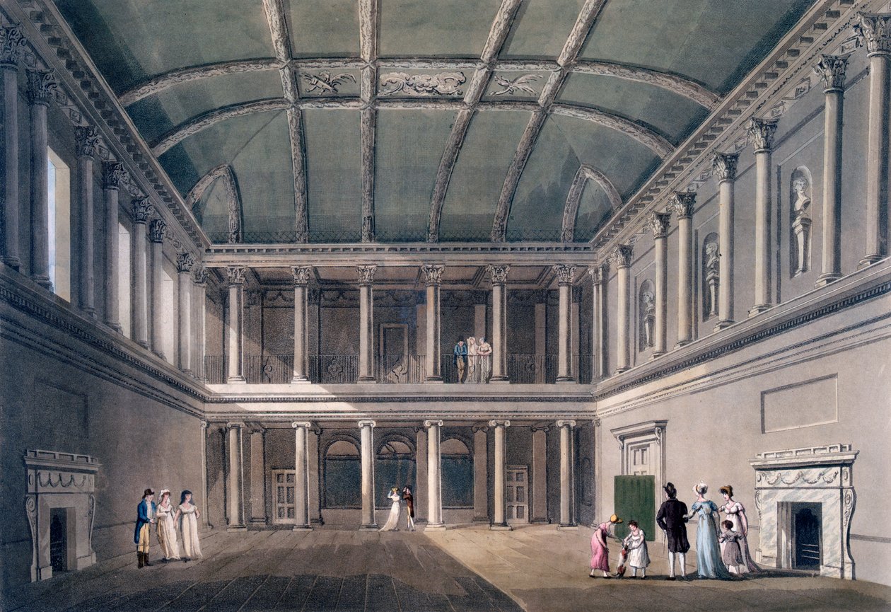 Bath, a koncertterem, a "Bath, Illustrated by a Series of Views" című, 1805-ben megjelent kötetből. alkotó: John Claude Nattes